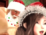 Santa Claus plays with a Super Cute Nerdy Girl