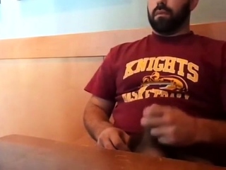 Bearded Bro Public Jerk Off in A Coffee Shop