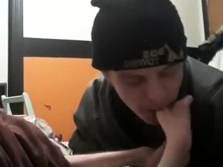 Cole sucks my hands and cock hard