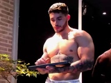 Horny gay hunk solo jerking fun