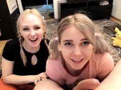 Cute blonde teen girlfriend awesome POV blowjob