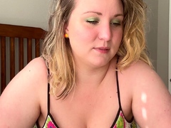 Cute blonde with big boobs solo