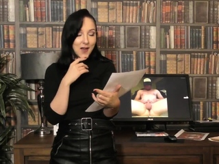 SPH leather skirt babe humiliates incels