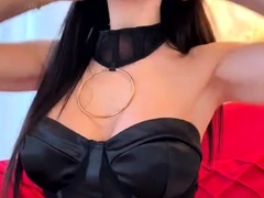 Brunette amateur babe strips off and masturbates