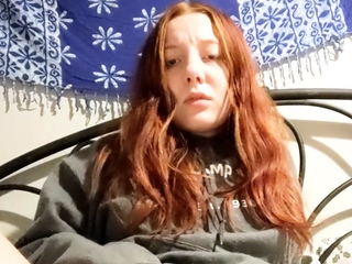 Sexy amateur redhead teen double dildo action