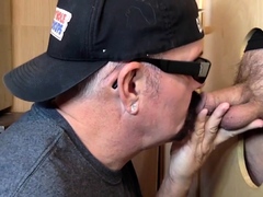 Old Gay Giving Head Blowjob Glory Hole