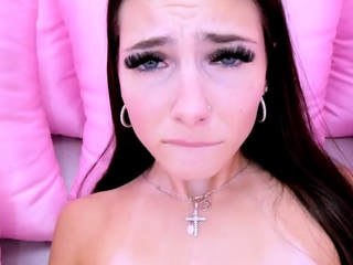 Extreme amateur pov blowjob with brunette babe