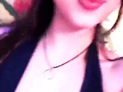 Brunette amateur babe strips off and masturbates