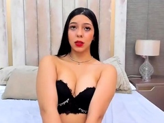 Cute curly brunette solo webcam masturbation