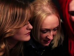 Stunning CFNM babes cocksucking stud