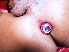 Petite Asian ladyboy railed on sex swing